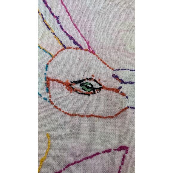 Tapestry Mexican Embroidered Otomi Tenango Style Handmade 67 X 73" Vintage - Picture 8 of 14